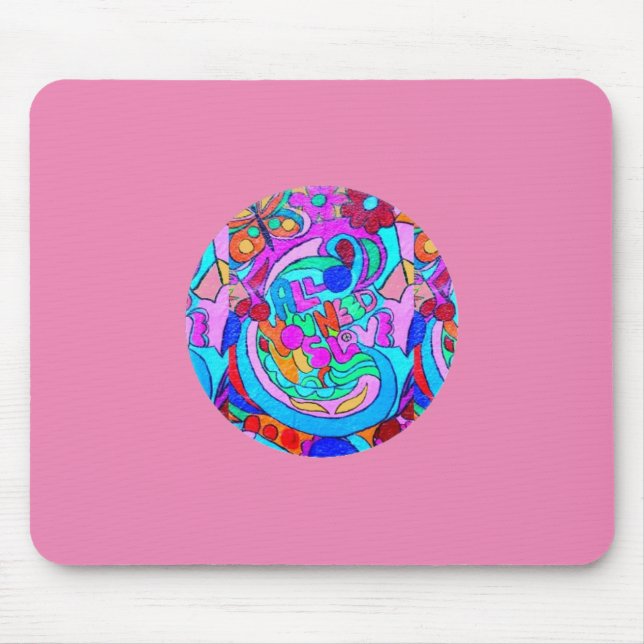 Tapis De Souris hippie super cercle d'amour rose (Devant)