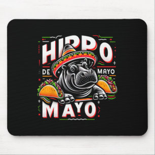 Tapis De Souris Hippo Cinco De Mayo Drôle Mexique Hippopotamus Fun