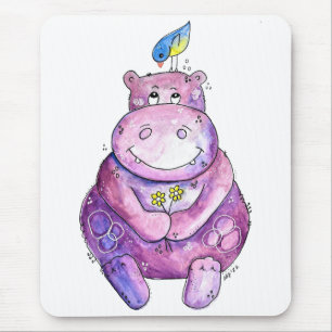 Tapis De Souris Hippo mignon violet blanc