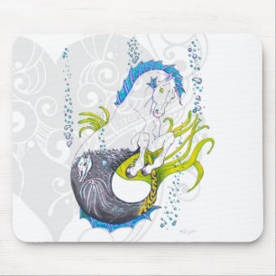 Tapis De Souris Hippocampe (crâne) avec coeur gris