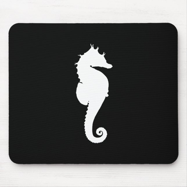 Tapis De Souris Hippocampe noir et blanc (Devant)