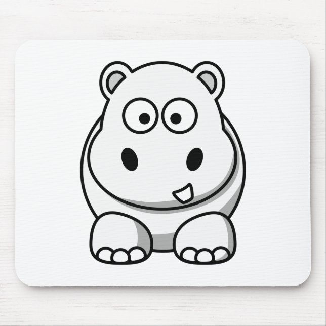 Tapis De Souris Hippopotame Blanc Mignon (Devant)