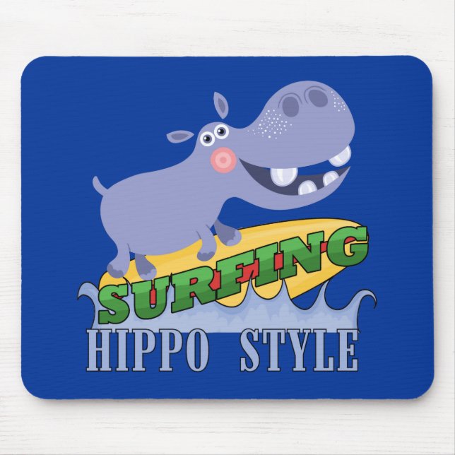 Tapis De Souris Hippopotame de surfer (Devant)