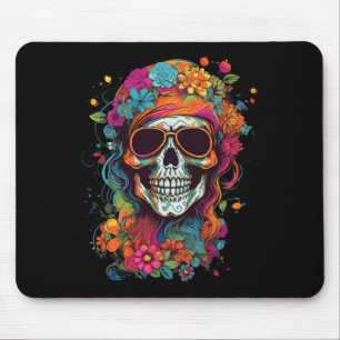 Tapis De Souris Hippy Skull Super Halloween Graphic Femmes Ados G