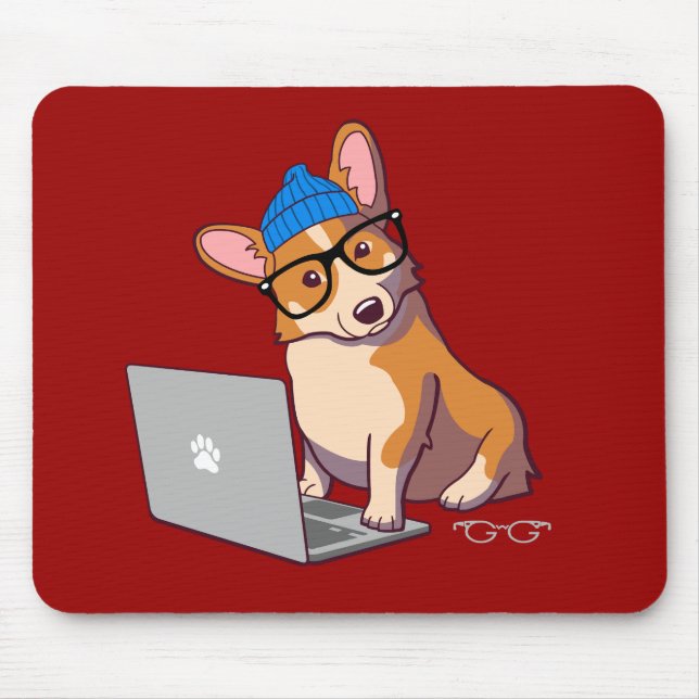 Tapis De Souris Hipster Corgi 2 (sans texte) (Devant)