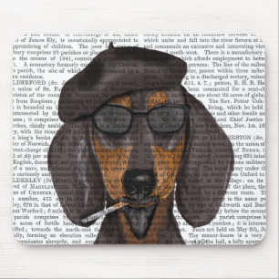Tapis De Souris Hipster Dachshund Noir et Tan