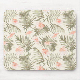 Tapis De Souris Hisbiscus Tropical Palm Tree Motif