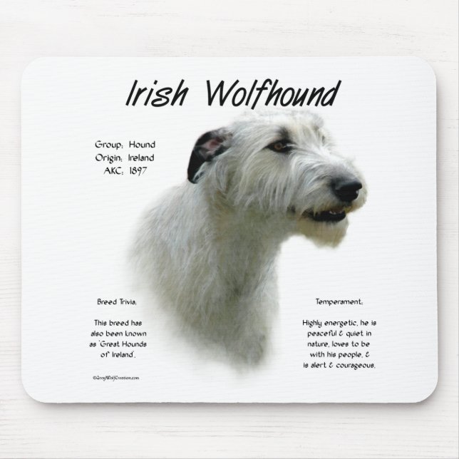 Tapis De Souris Histoire du Wolfhound en Irlande blanche (Devant)
