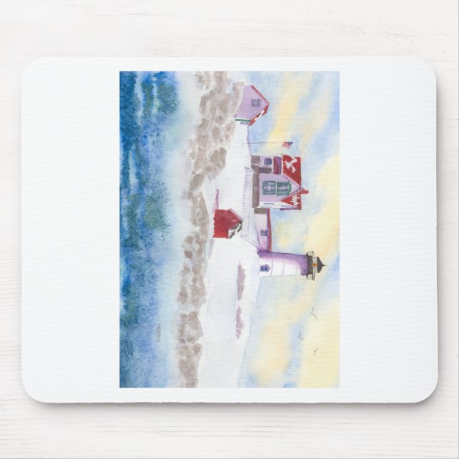Tapis De Souris hiver à Nubble LIghthouse dans le Maine (Devant)
