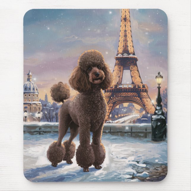 Tapis De Souris Hiver Brown des canicules à Paris Peinture Art (Devant)