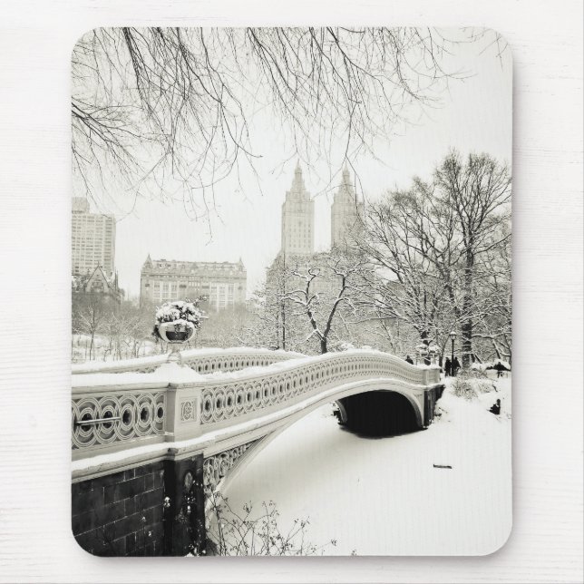 Tapis De Souris Hiver de Central Park - neige sur le pont d'arc (Devant)