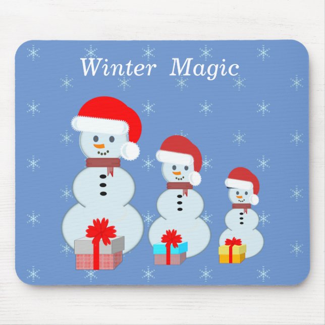 Tapis De Souris Hiver magie snowmen & snowflics (Devant)