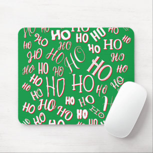 Tapis De Souris HO HO HO motif de texte de Noël blanc vert rouge