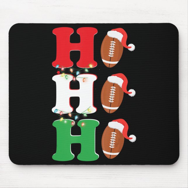 Tapis De Souris Ho Ho Ho Santa Hat Fun Football Américain Noël (Devant)