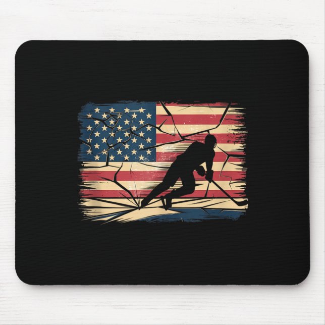 Tapis De Souris Hockey drapeau américain (Devant)