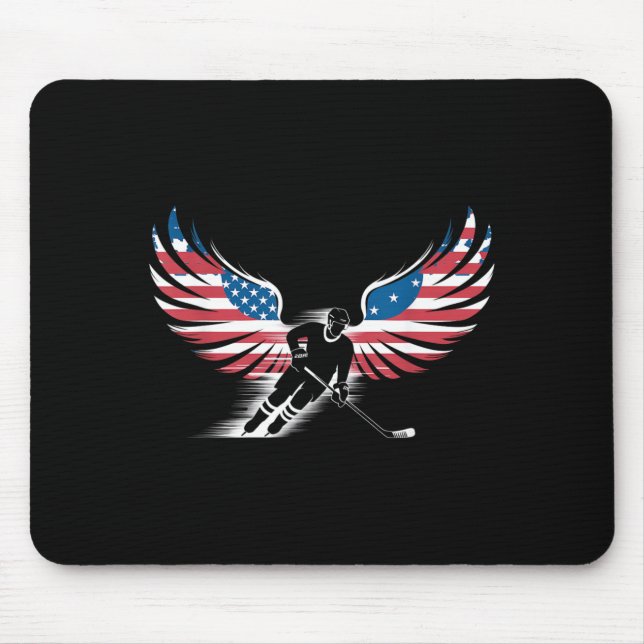 Tapis De Souris Hockey Drapeau Américain (Devant)