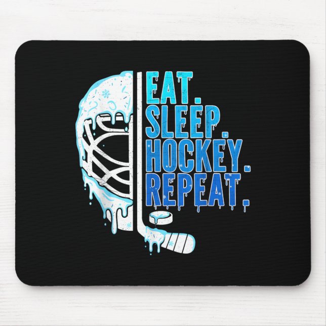 Tapis De Souris Hockey Ice Cream Drip Eat Sleep Hockey Repeat Boys (Devant)