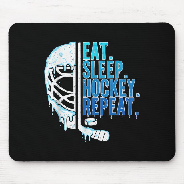 Tapis De Souris Hockey Ice Cream Drip Eat Sleep Hockey Repeat Boys (Devant)