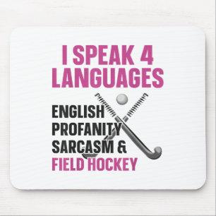 Tapis De Souris Hockey sur gazon Je parle 4 langues Anglais Gros m