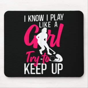 Tapis De Souris Hockey sur gazon Je sais que je joue comme une fil