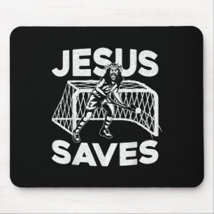 Tapis De Souris Hockey sur gazon Jésus Foi Chrétien Jésus Sauve