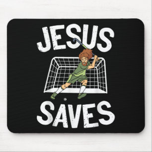 Tapis De Souris Hockey sur gazon Jésus Foi Chrétien Jésus Sauve _1
