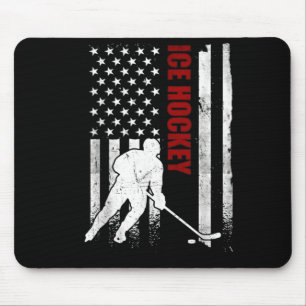 Tapis De Souris Hockey sur glace Drapeau américain en détresse Usa