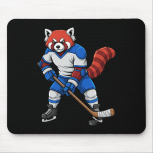 Tapis De Souris Hockey sur glace Panda roux Joueur de sport Animal