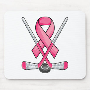 Tapis De Souris Hockey sur glace rose Ruban de la poitrine Cancer
