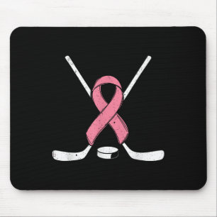 Tapis De Souris Hockey sur glace rose Ruban de la poitrine Cancer