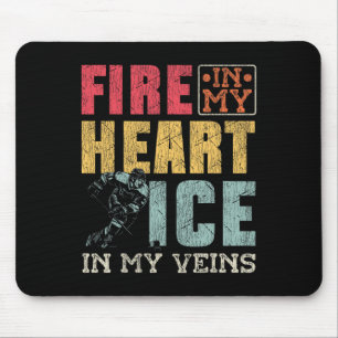 Tapis De Souris Hockey sur glace Vintage Fire dans mon cœur Glace