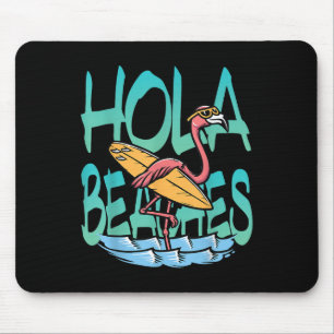 Tapis De Souris Hola Plages Flaming Surfer Dans L'Océan Plage Wav