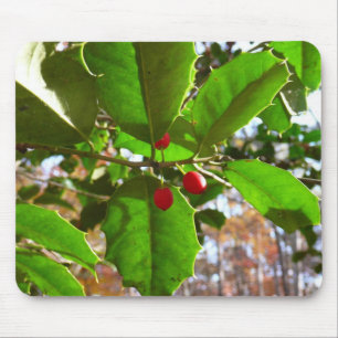 Tapis De Souris Holly Feuilles II Vacances Nature Botanique