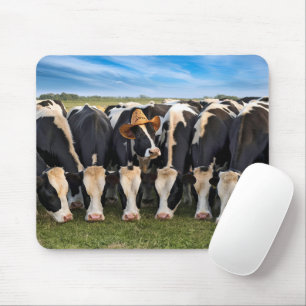 Tapis De Souris Holstein Vache portant un Casquette de cowboy
