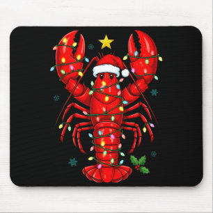 Tapis De Souris Homard de Noël avec chapeau de Père Noël drôle de