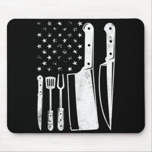 Tapis De Souris Homme barbecue drapeau américain patriotique quatr