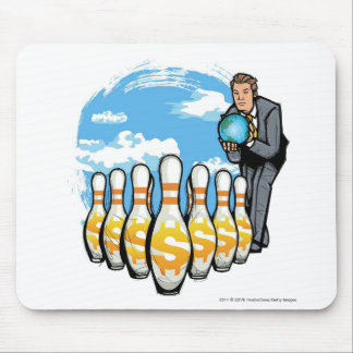 Tapis De Souris Homme d'affaires roulant un globe vers des