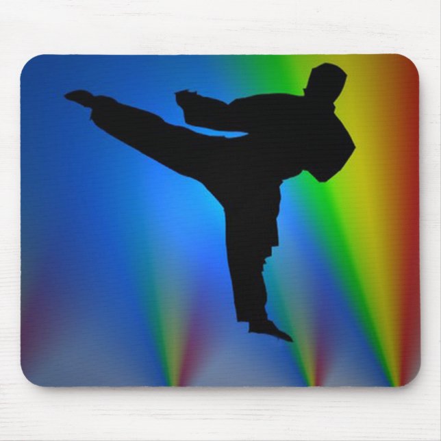 Tapis De Souris Homme de karaté de silhouette, mousepad (Devant)