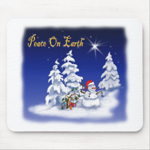 Tapis De Souris homme de neige paix sur terre