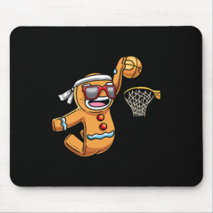 Tapis De Souris Homme en pain d'épices jouant au basket-ball Noël 