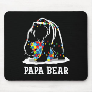 Tapis De Souris Homme Fun Papa ours Sensibilisation sur l'autisme