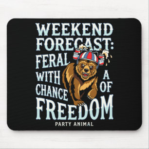 Tapis De Souris Homme ours grizzly drôle patriotique été liberté