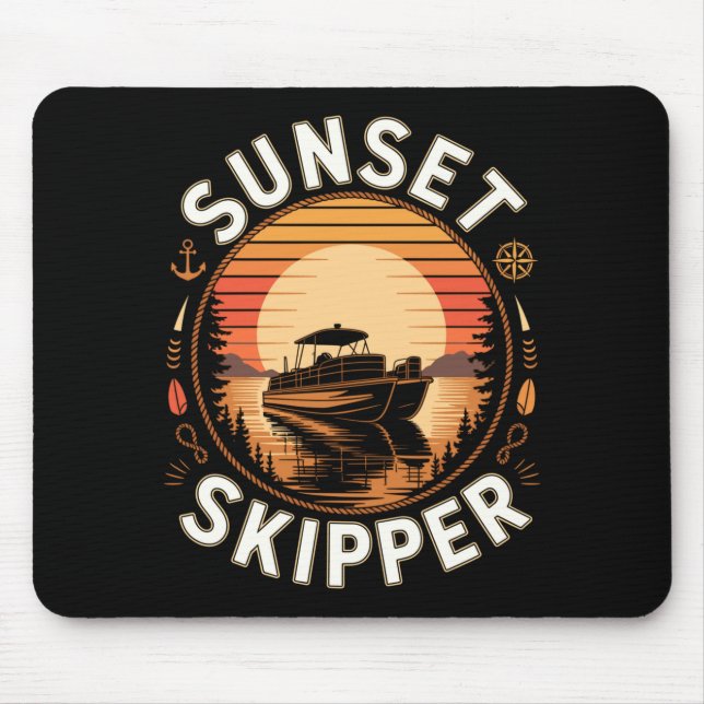 Tapis De Souris Homme skipper coucher de soleil navigation bateau  (Devant)