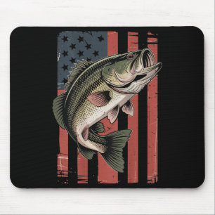 Tapis De Souris Hommes Drapeau Américain Pêche Patriote Largemouth