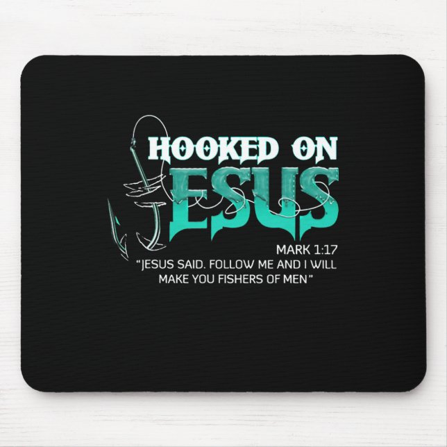 Tapis De Souris Hooked on Jesus Funny Fishing (Devant)