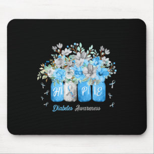 Tapis De Souris Hope Diabetes Awareness Blue Flowers Type 1 Diabet