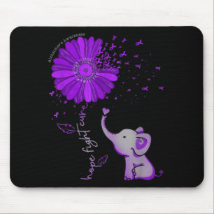 Tapis De Souris Hope Fight Cute Elephant Alzheimer's Purple Ribbon