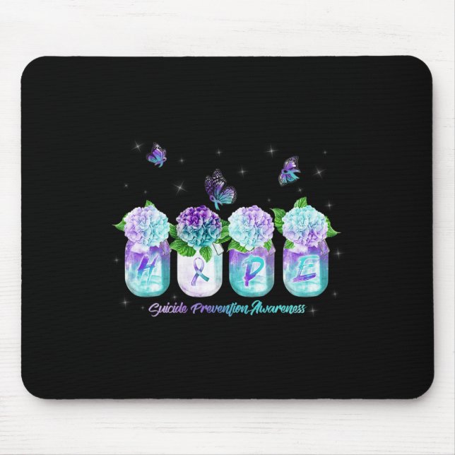 Tapis De Souris Hope Hydrangea Flower Butter Suicide Prévention (Devant)