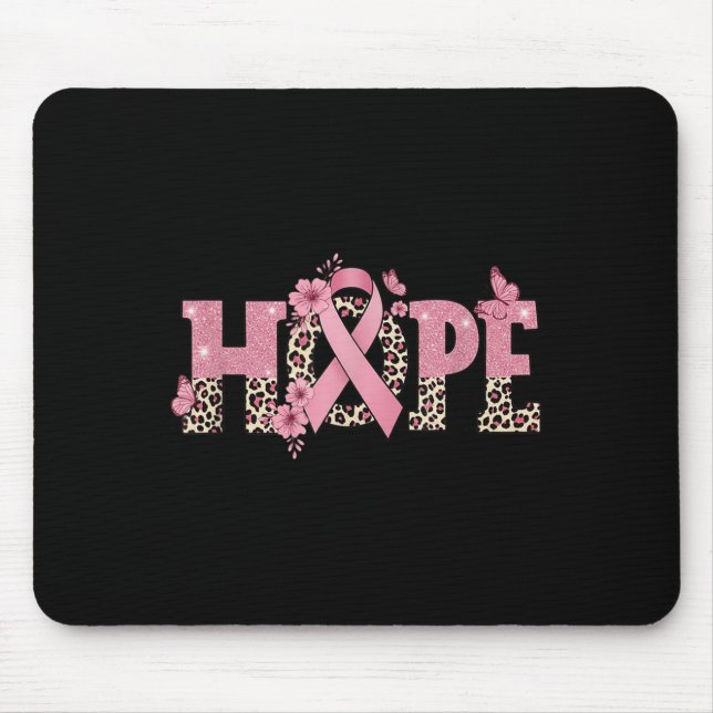 Tapis De Souris Hope rose ruban Empreinte de léopard Fleurs (Devant)