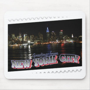 Tapis De Souris Horizon de New York à l'état d'empire de nuit